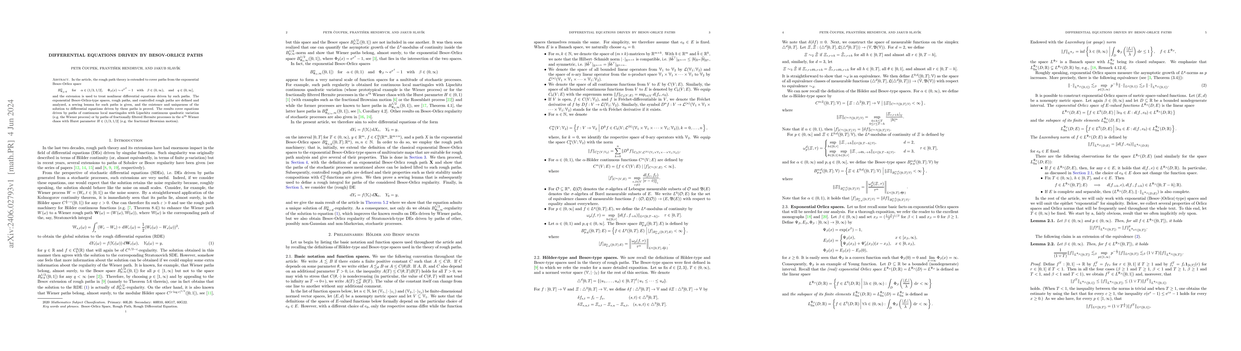 Thumbnail for Differential equations driven by Besov-Orlicz paths