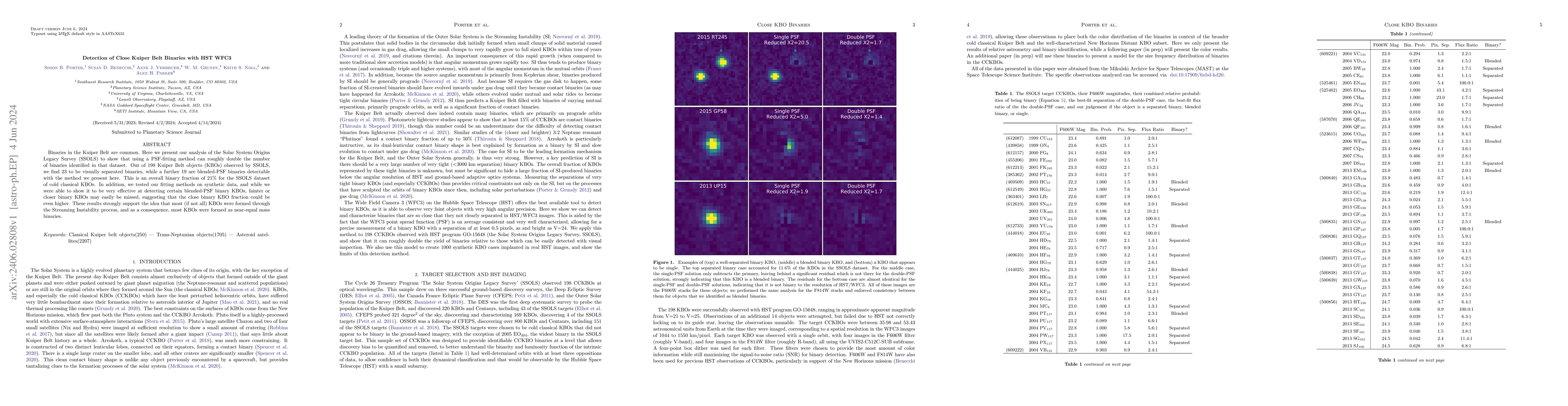 Thumbnail for Detection of Close Kuiper Belt Binaries with HST WFC3
