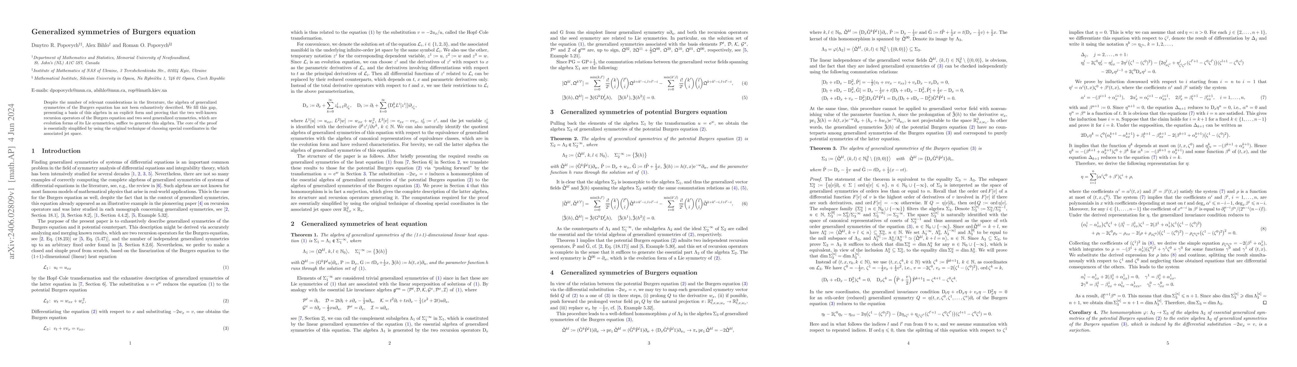Thumbnail for Generalized symmetries of Burgers equation