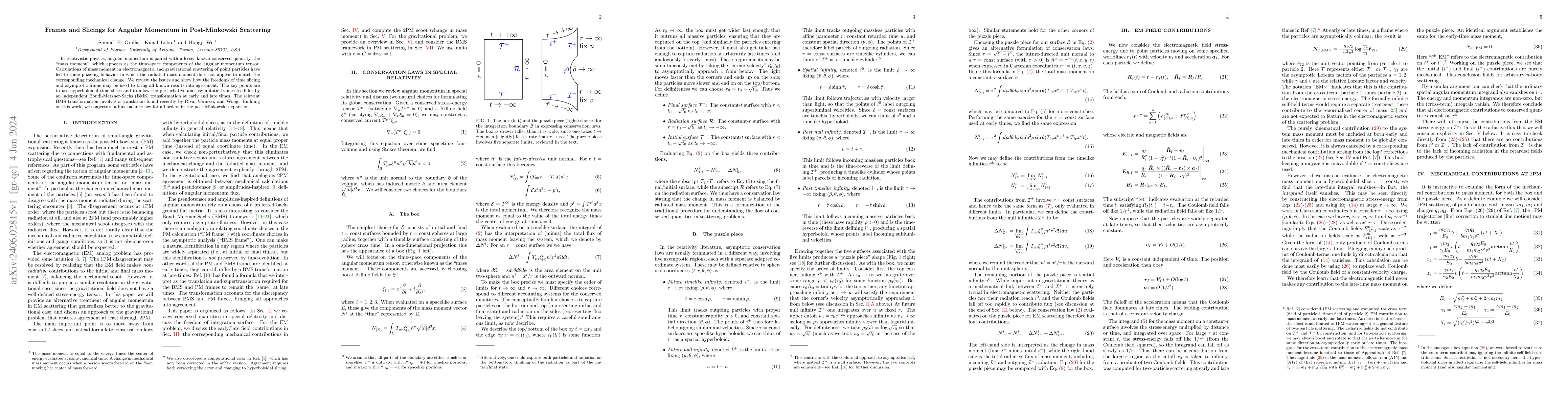 Thumbnail for Frames and Slicings for Angular Momentum in Post-Minkowski Scattering