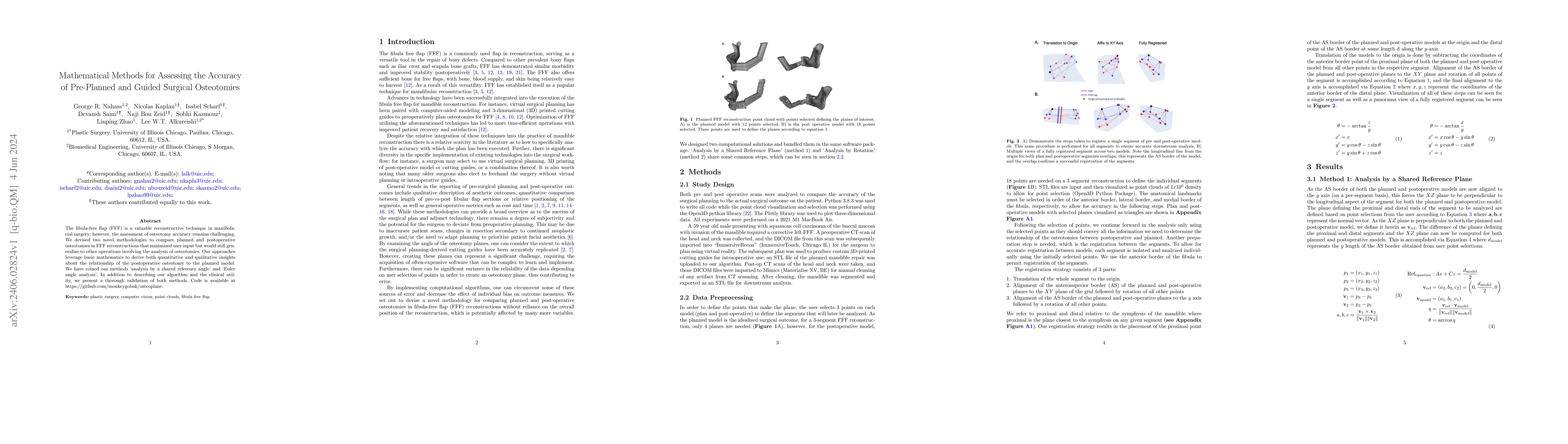 Thumbnail for Mathematical Methods for Assessing the Accuracy of Pre-Planned and
  Guided Surgical Osteotomies