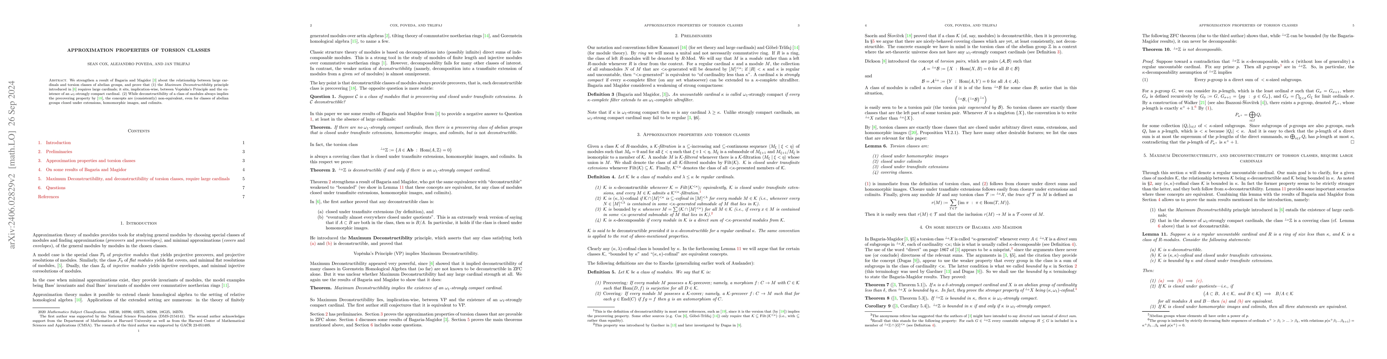 Thumbnail for Approximation properties of torsion classes