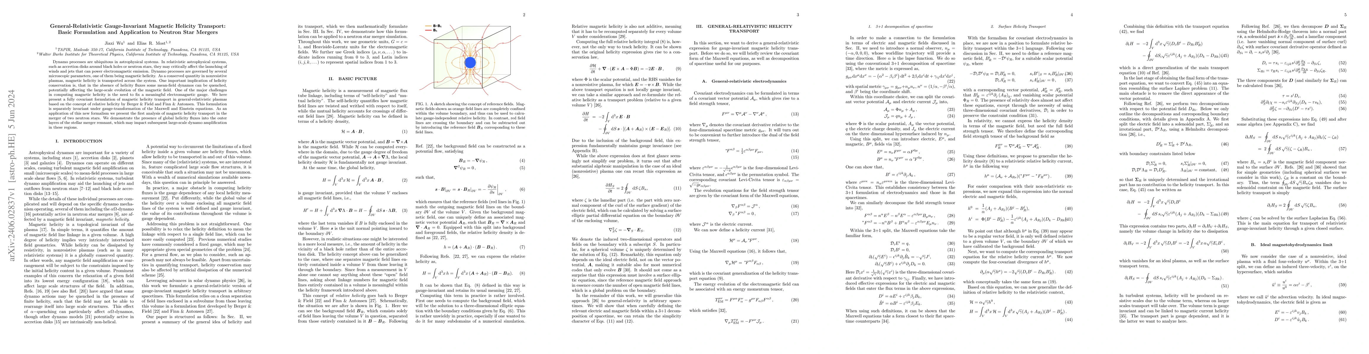 Thumbnail for General-Relativistic Gauge-Invariant Magnetic Helicity Transport: Basic
  Formulation and Application to Neutron Star Mergers