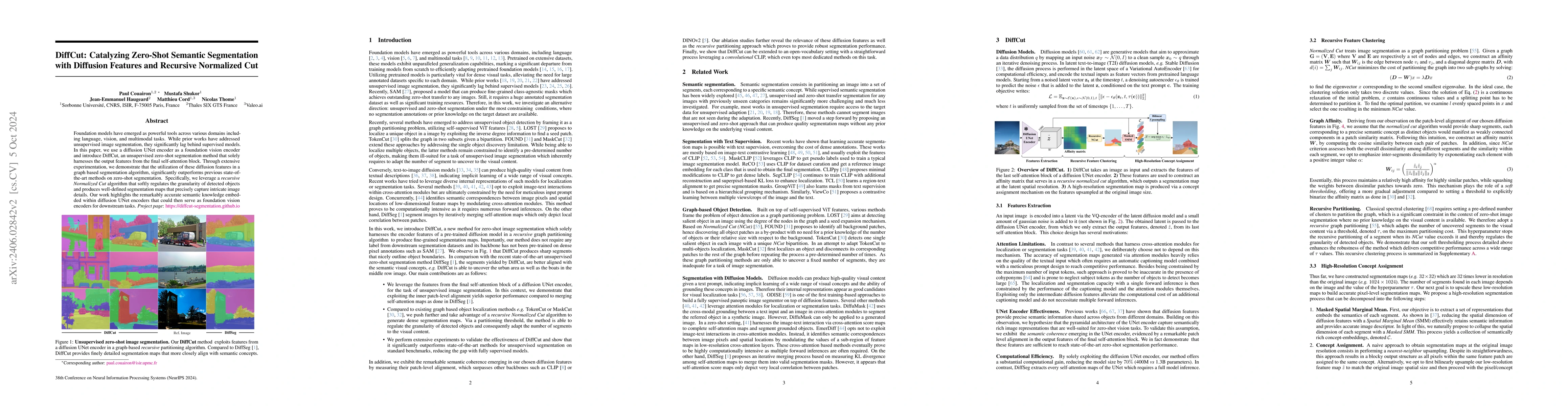 Thumbnail for Zero-Shot Image Segmentation via Recursive Normalized Cut on Diffusion
  Features