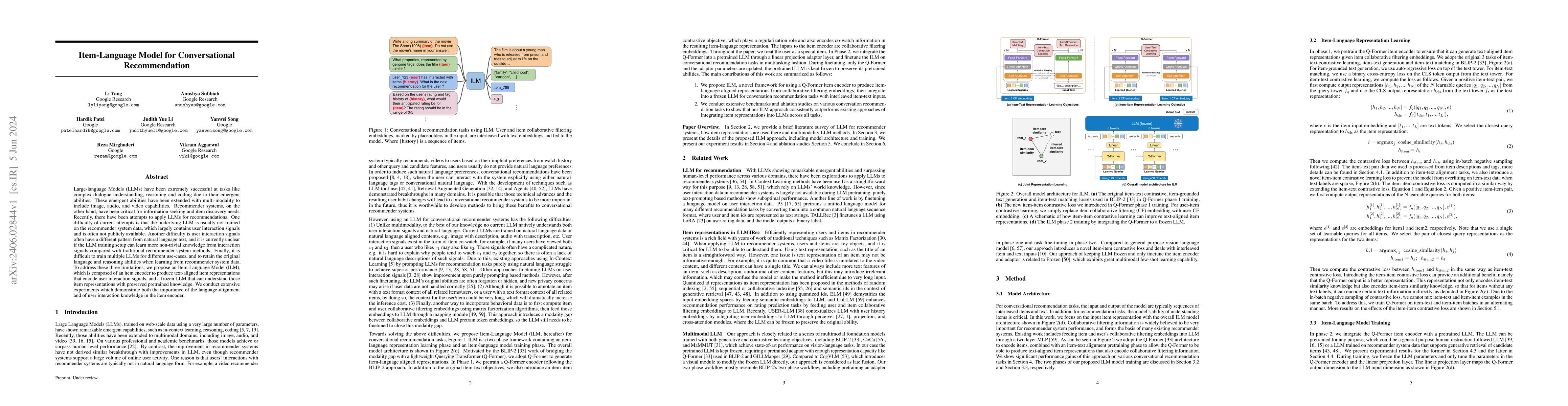 Thumbnail for Item-Language Model for Conversational Recommendation