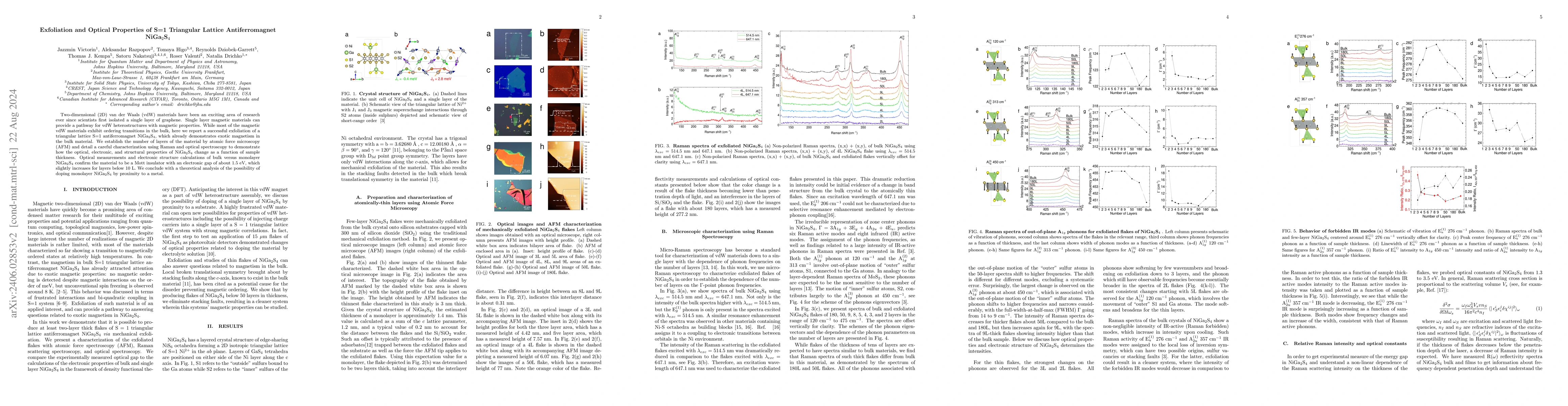 Thumbnail for Raman Spectroscopic Fingerprint of Exfoliated S=1 Triangular Lattice
  Antiferromagnet NiGa$_2$S$_4$