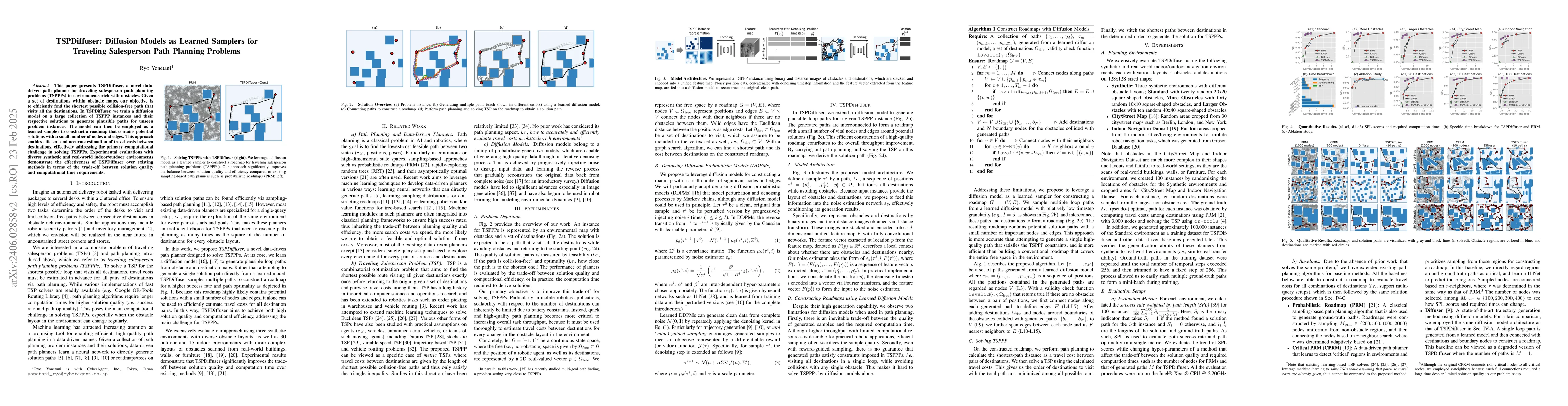 Thumbnail for TSPDiffuser: Diffusion Models as Learned Samplers for Traveling
  Salesperson Path Planning Problems
