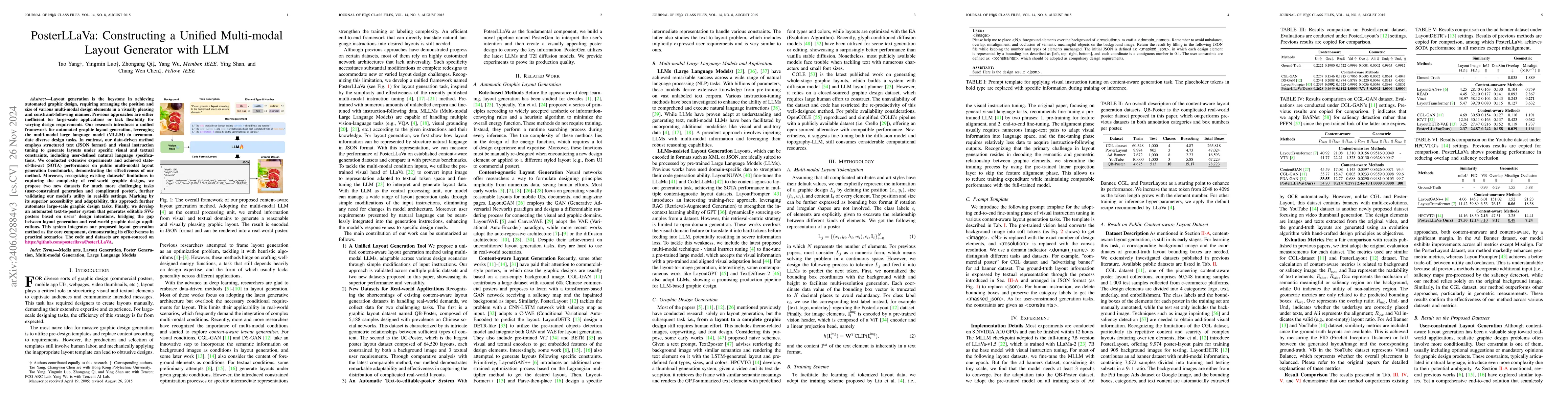 Thumbnail for PosterLLaVa: Constructing a Unified Multi-modal Layout Generator with
  LLM