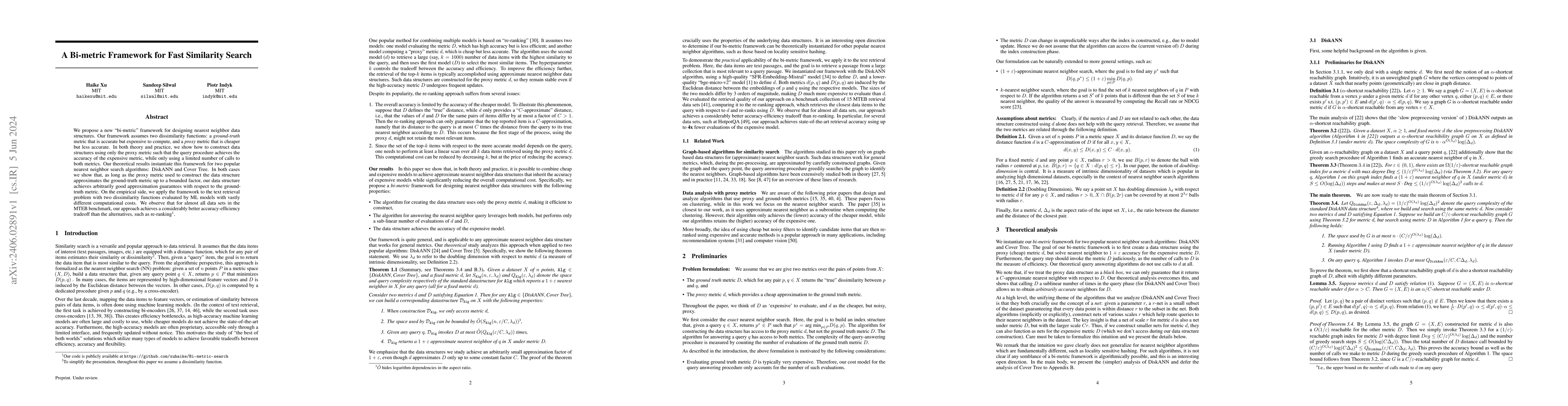 Thumbnail for A Bi-metric Framework for Fast Similarity Search