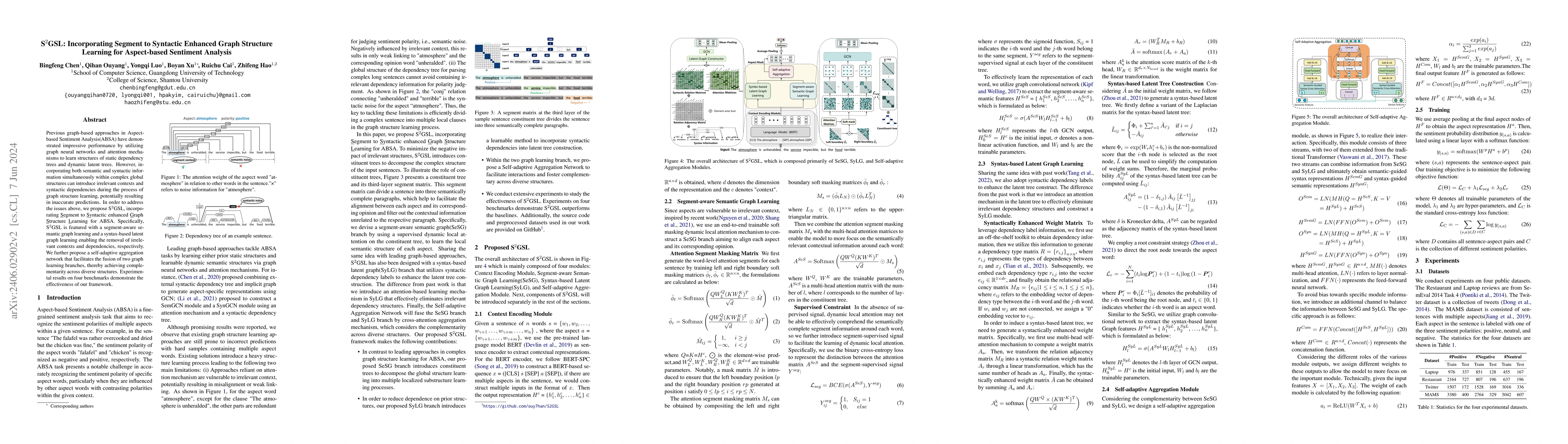 Thumbnail for S$^2$GSL: Incorporating Segment to Syntactic Enhanced Graph Structure
  Learning for Aspect-based Sentiment Analysis