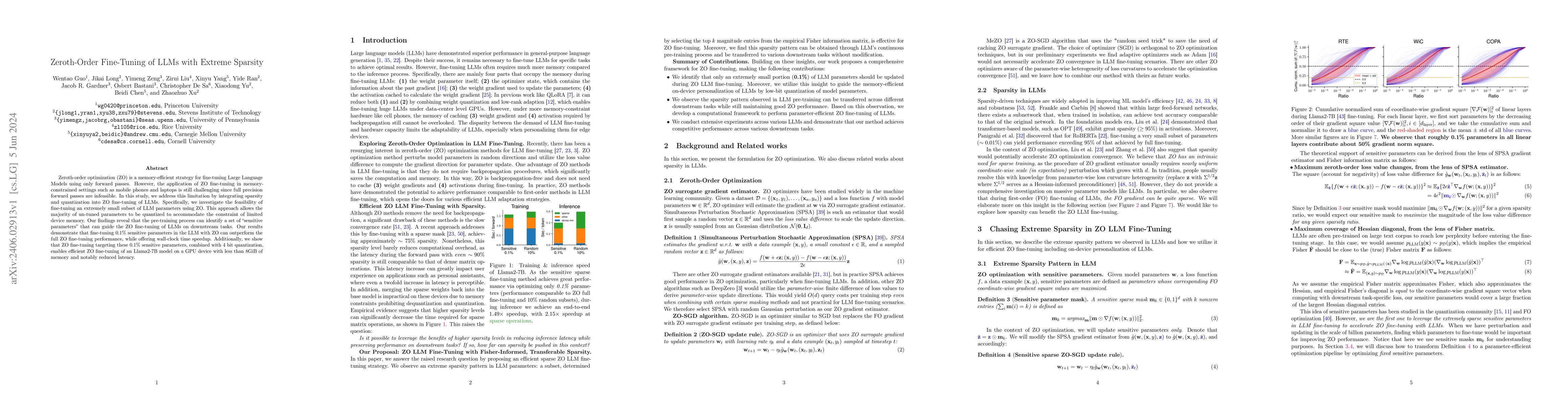 Thumbnail for Zeroth-Order Fine-Tuning of LLMs with Extreme Sparsity