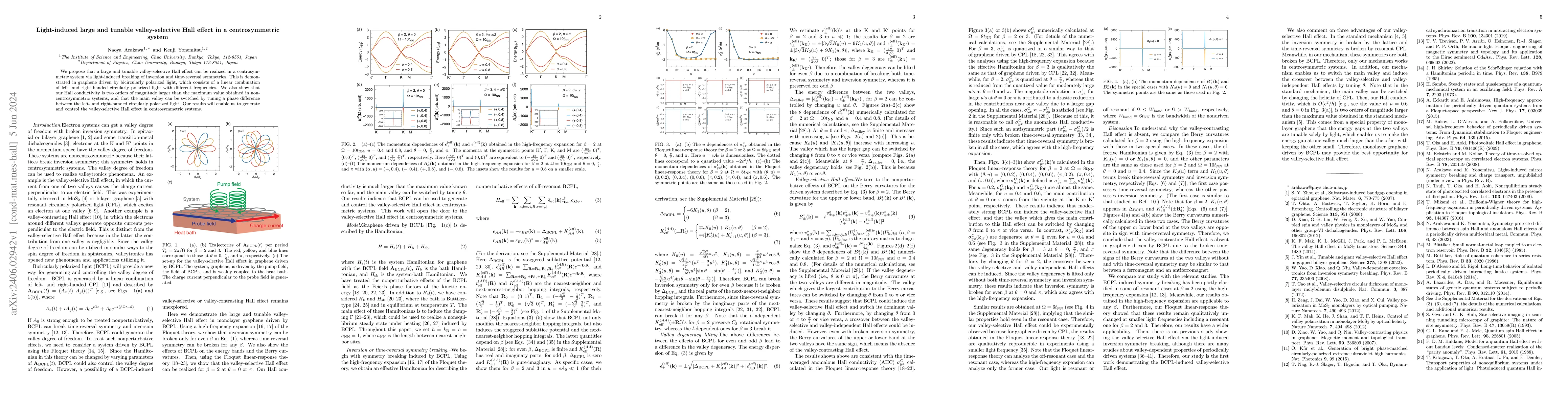 Thumbnail for Light-induced large and tunable valley-selective Hall effect in a
  centrosymmetric system