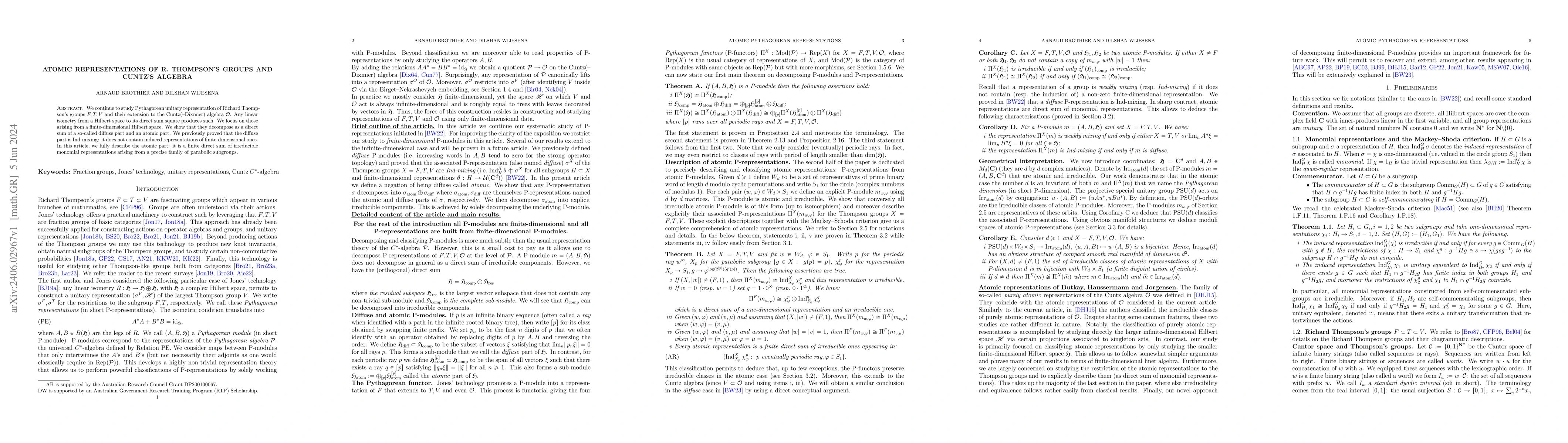 Thumbnail for Atomic representations of R. Thompson's groups and Cuntz's algebra