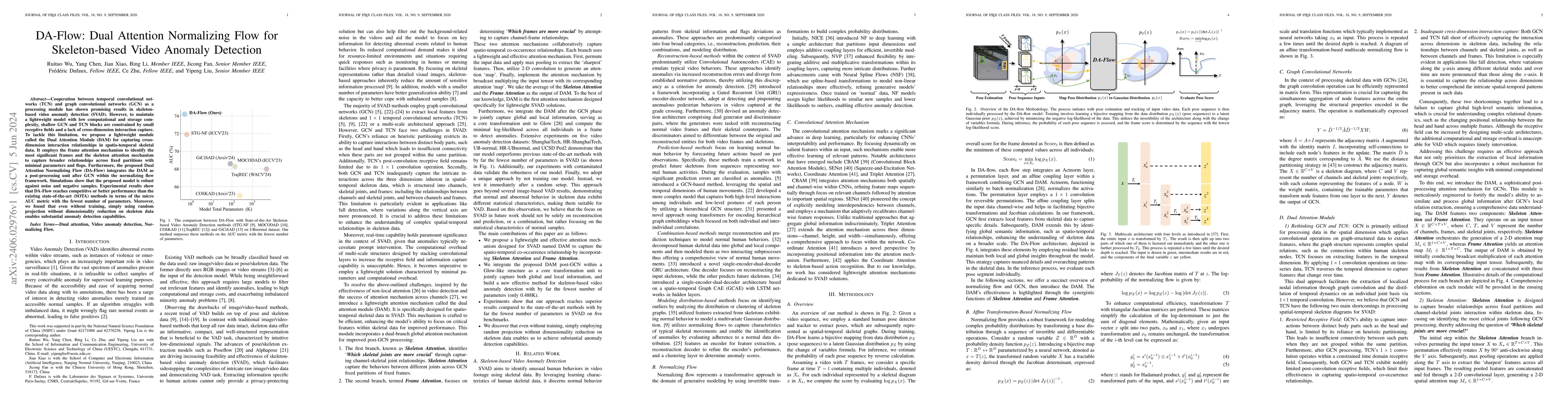 Thumbnail for DA-Flow: Dual Attention Normalizing Flow for Skeleton-based Video
  Anomaly Detection