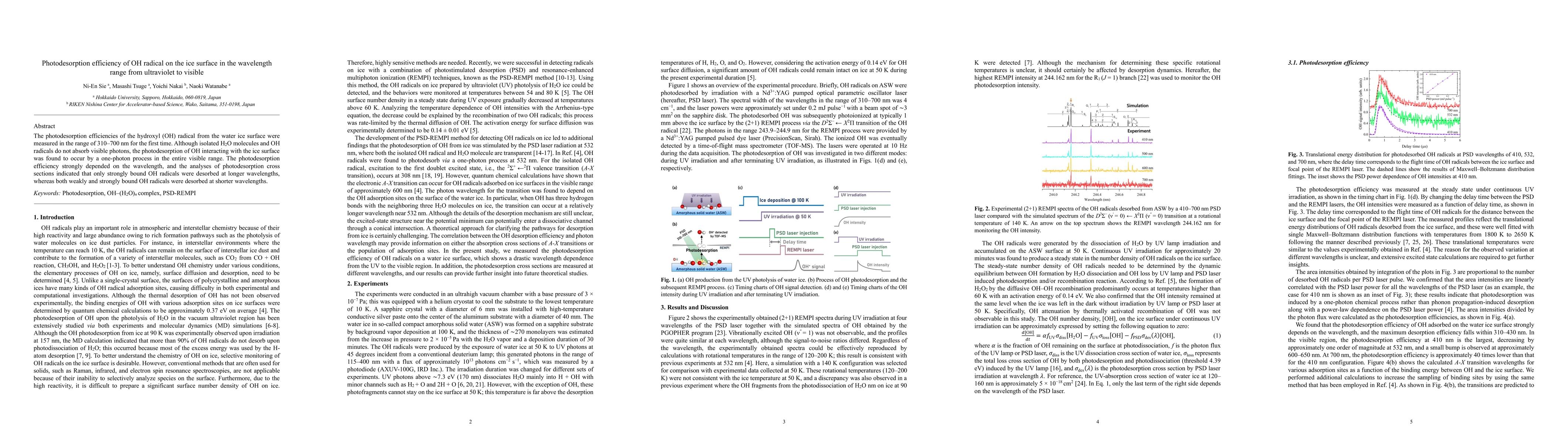 Thumbnail for Photodesorption efficiency of OH radical on the ice surface in the
  wavelength range from ultraviolet to visible