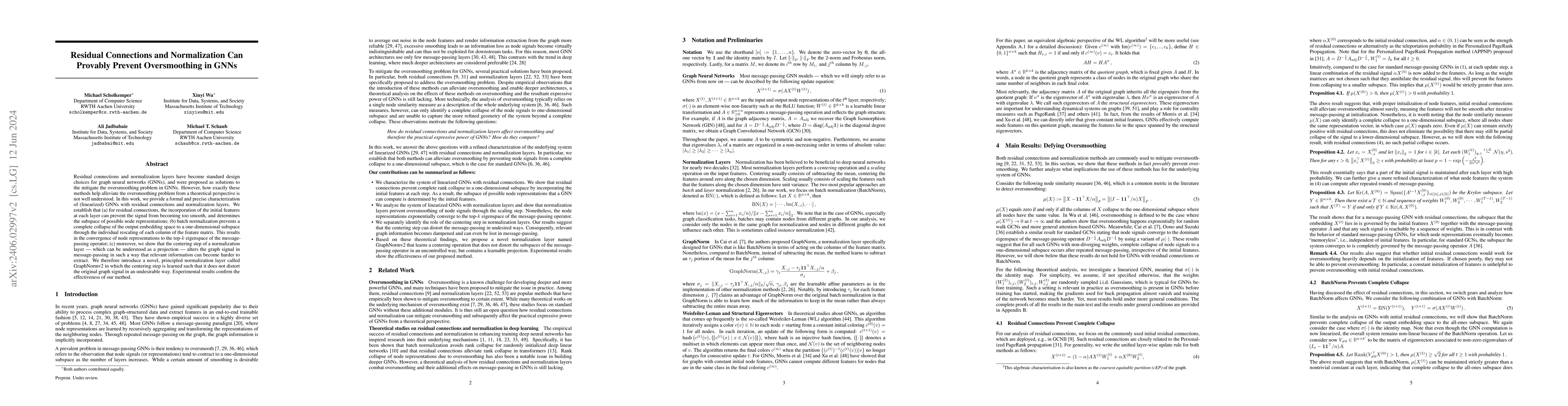 Thumbnail for Residual Connections and Normalization Can Provably Prevent
  Oversmoothing in GNNs