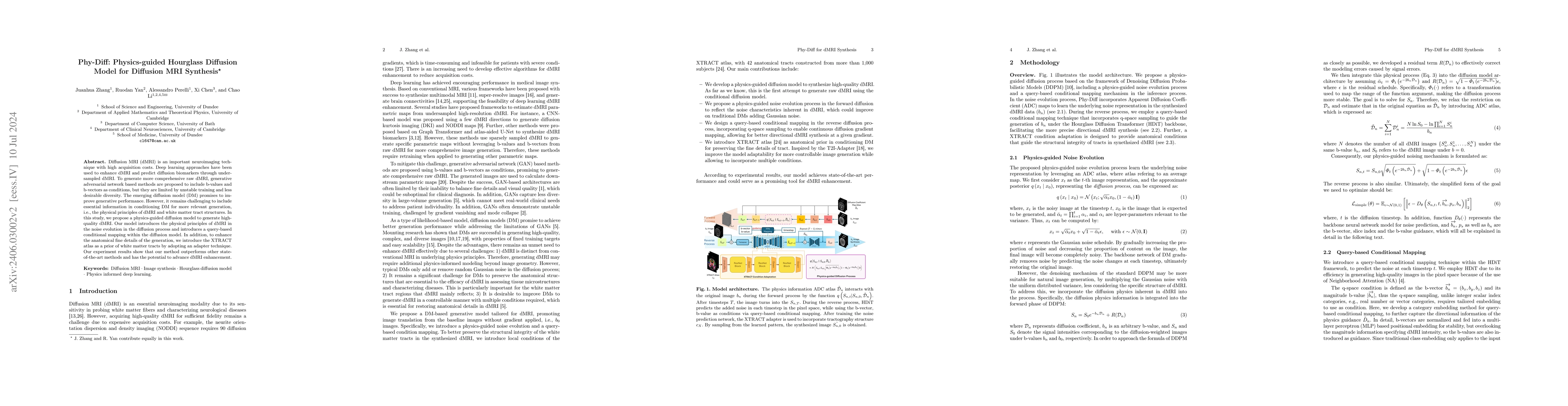 Thumbnail for Phy-Diff: Physics-guided Hourglass Diffusion Model for Diffusion MRI
  Synthesis