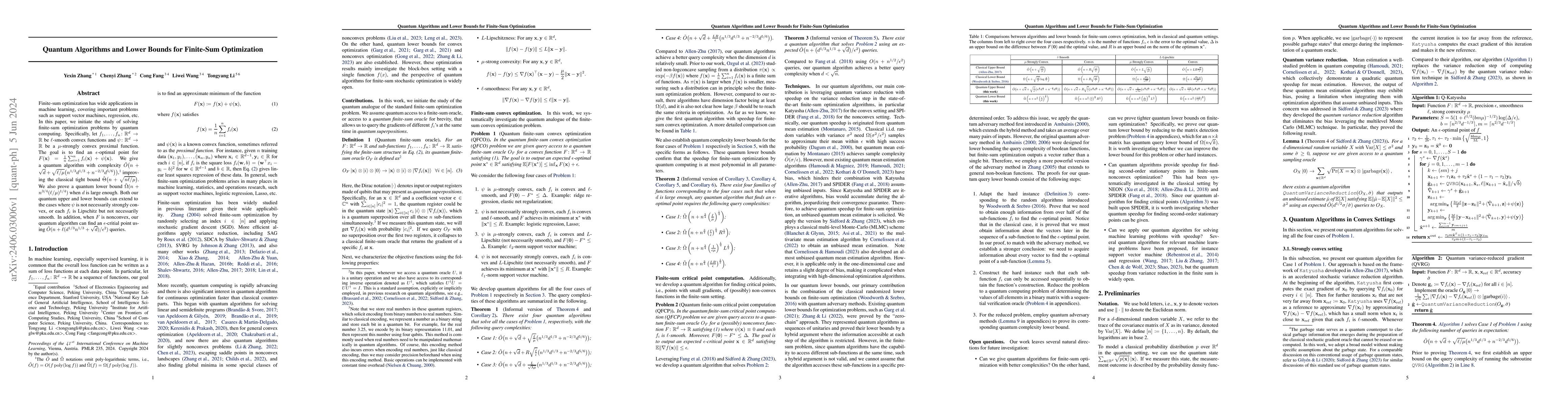 Thumbnail for Quantum Algorithms and Lower Bounds for Finite-Sum Optimization