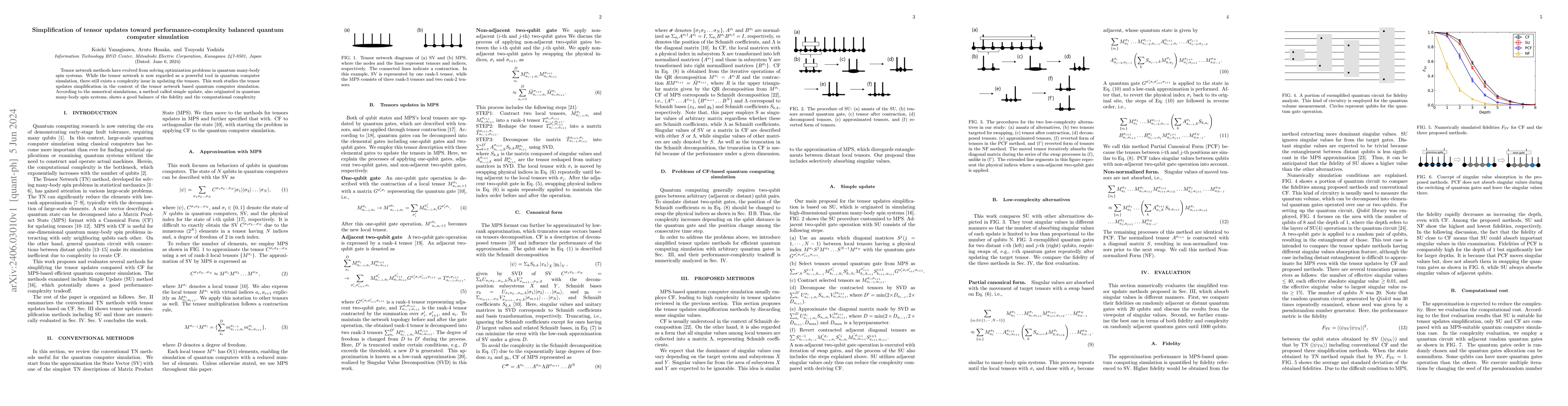 Thumbnail for Simplification of tensor updates toward performance-complexity balanced
  quantum computer simulation