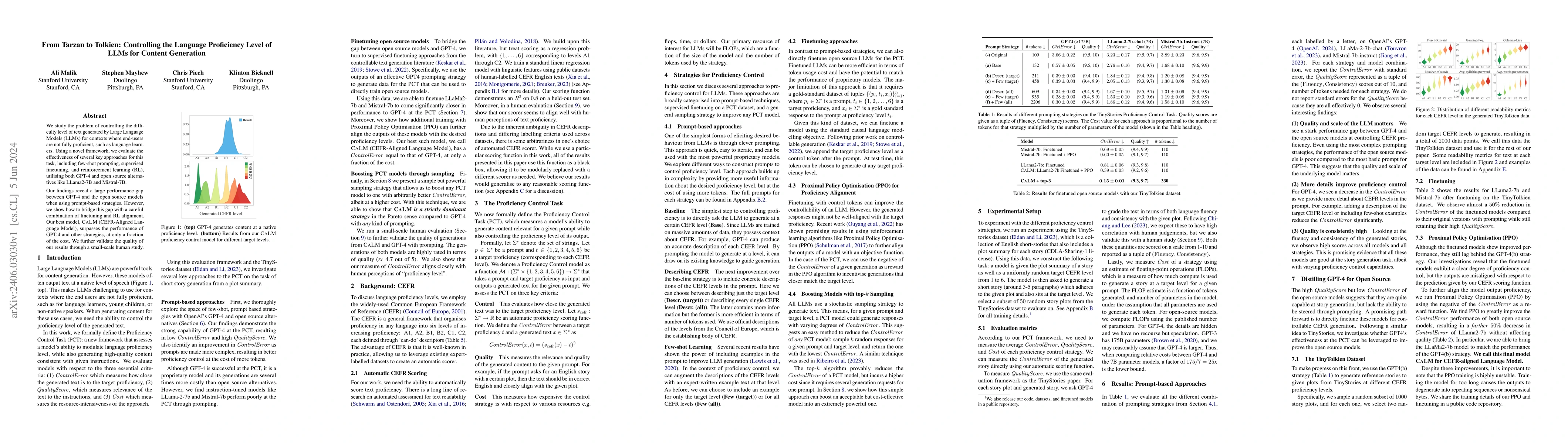 Thumbnail for From Tarzan to Tolkien: Controlling the Language Proficiency Level of
  LLMs for Content Generation