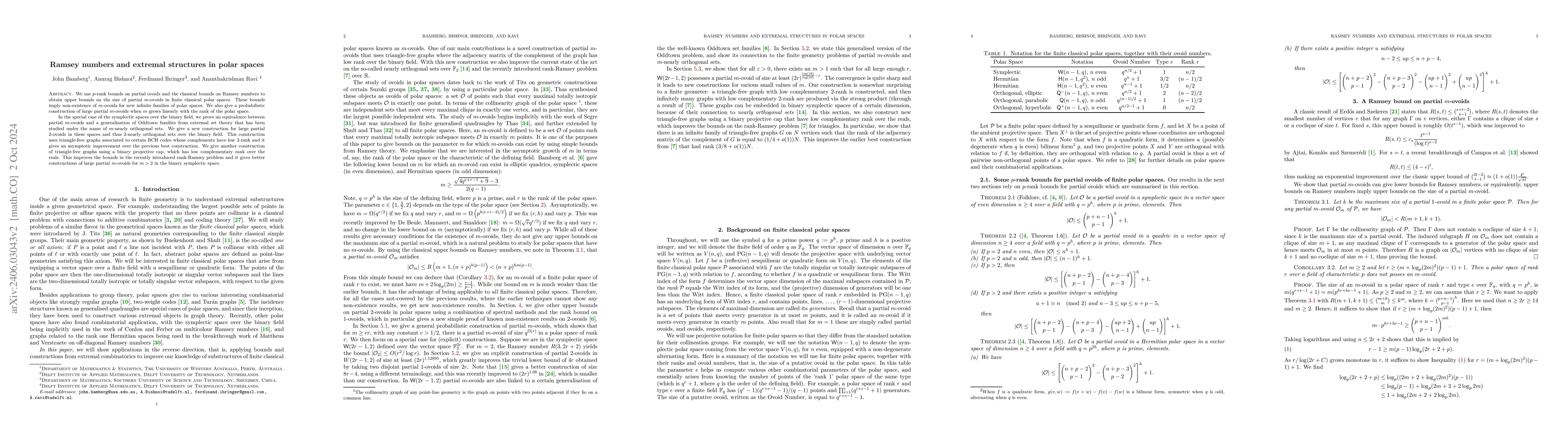 Thumbnail for Ramsey numbers and extremal structures in polar spaces