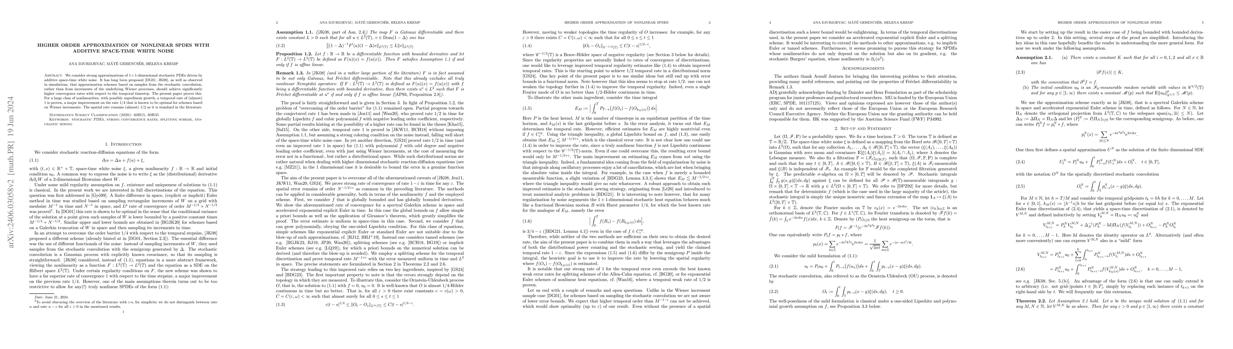 Thumbnail for Higher order approximation of nonlinear SPDEs with additive space-time
  white noise