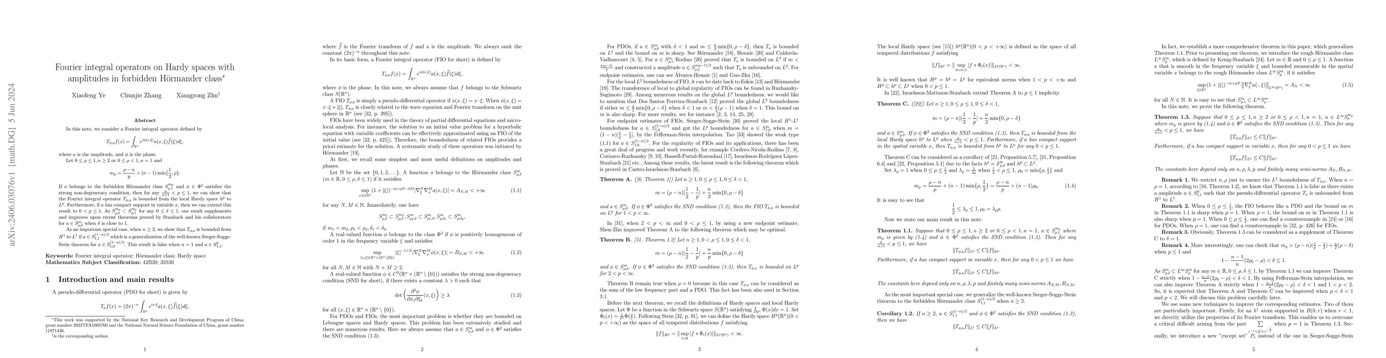 Thumbnail for Fourier integral operators on Hardy spaces with Hormander class