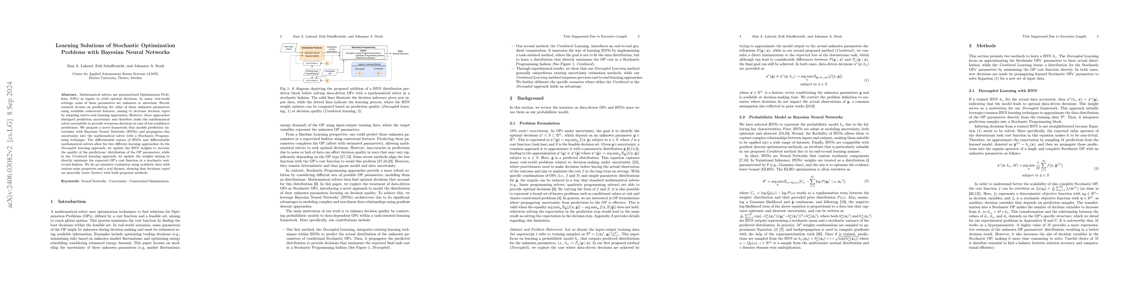 Thumbnail for Learning Solutions of Stochastic Optimization Problems with Bayesian
  Neural Networks