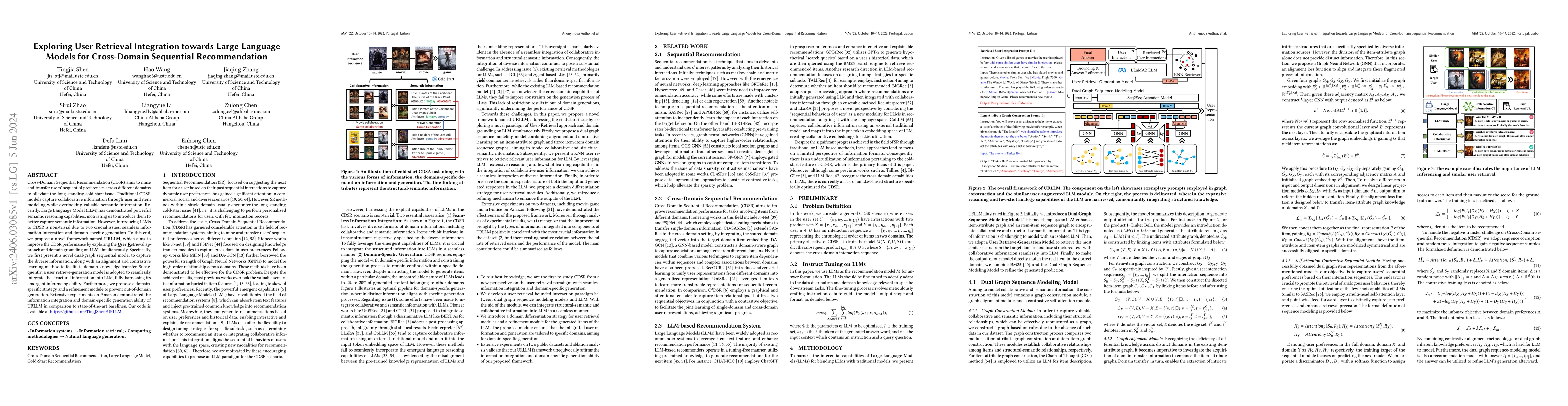 Thumbnail for Exploring User Retrieval Integration towards Large Language Models for
  Cross-Domain Sequential Recommendation