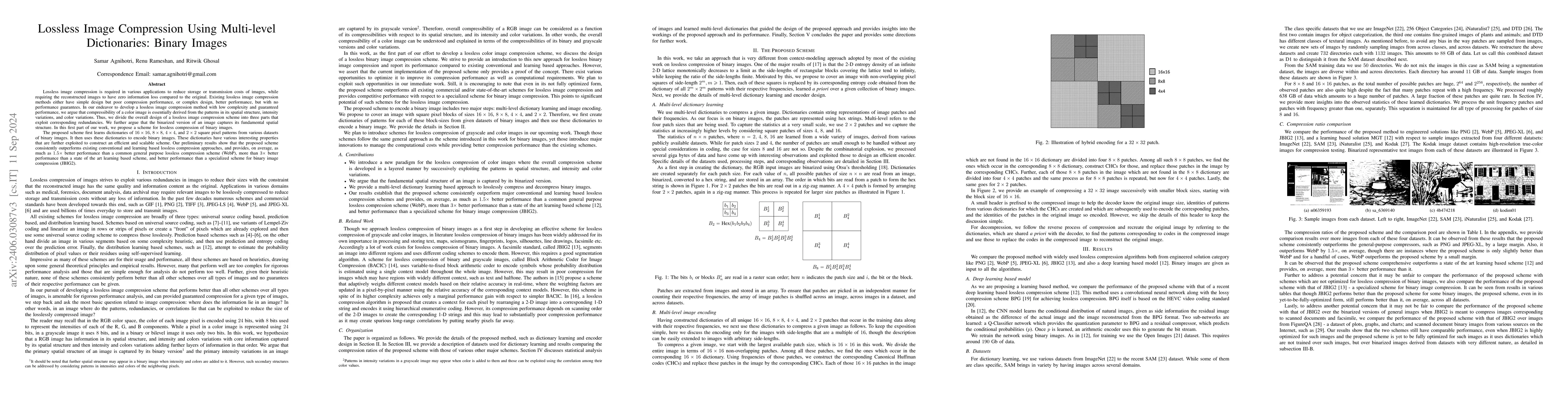 Thumbnail for Lossless Image Compression Using Multi-level Dictionaries: Binary Images