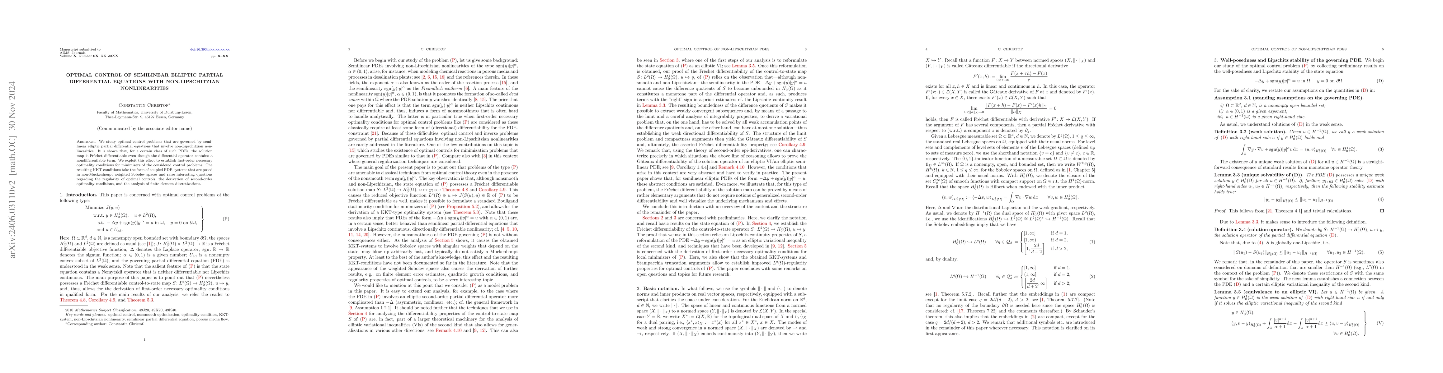 Thumbnail for Optimal Control of Semilinear Elliptic Partial Differential Equations
  with Non-Lipschitzian Nonlinearities