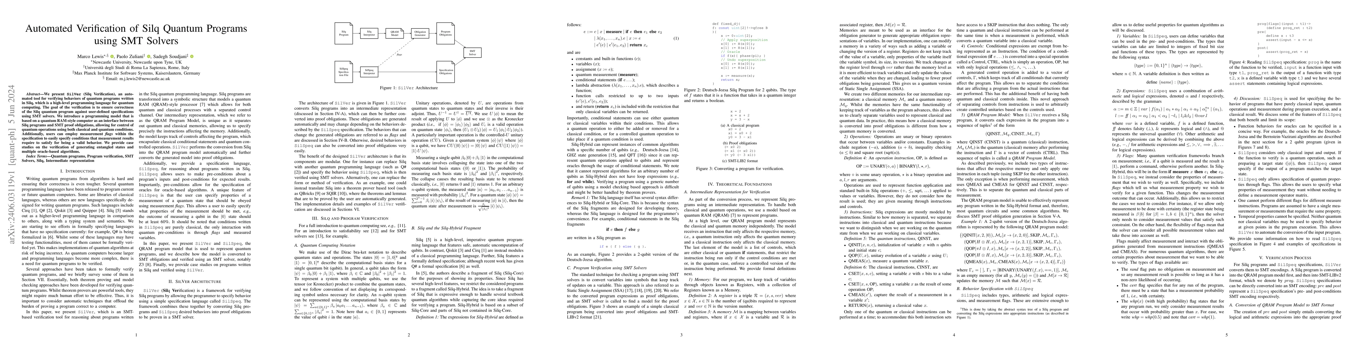 Thumbnail for Automated Verification of Silq Quantum Programs using SMT Solvers