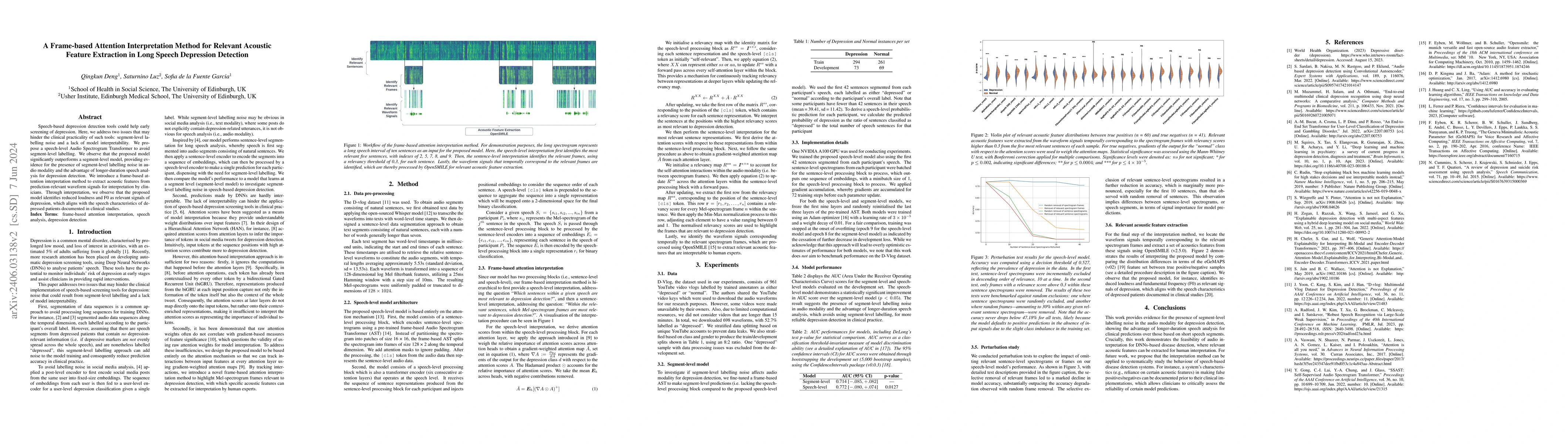 Thumbnail for A Frame-based Attention Interpretation Method for Relevant Acoustic
  Feature Extraction in Long Speech Depression Detection