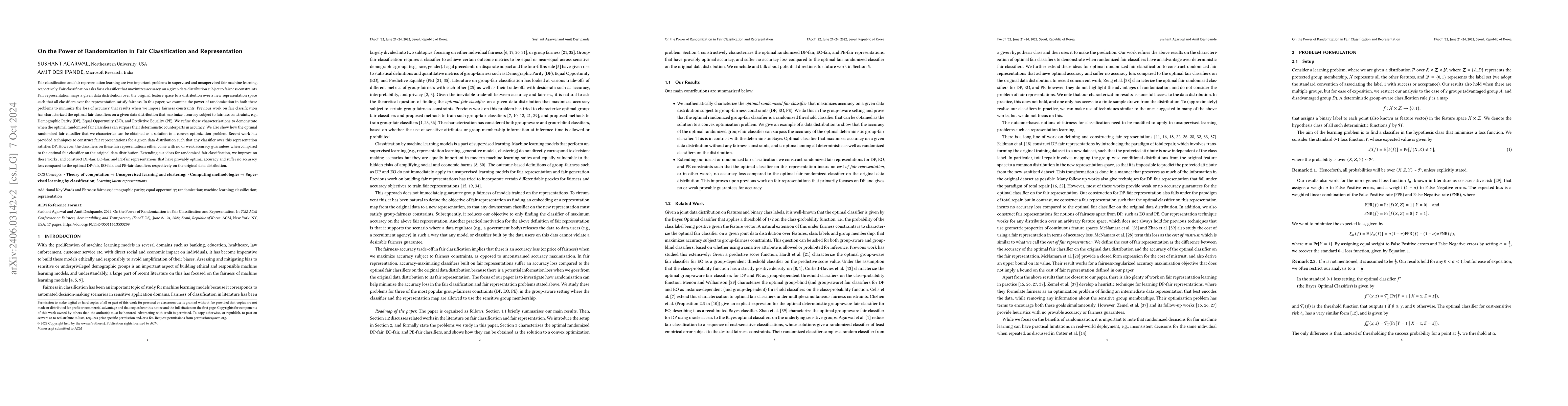Thumbnail for On the Power of Randomization in Fair Classification and Representation