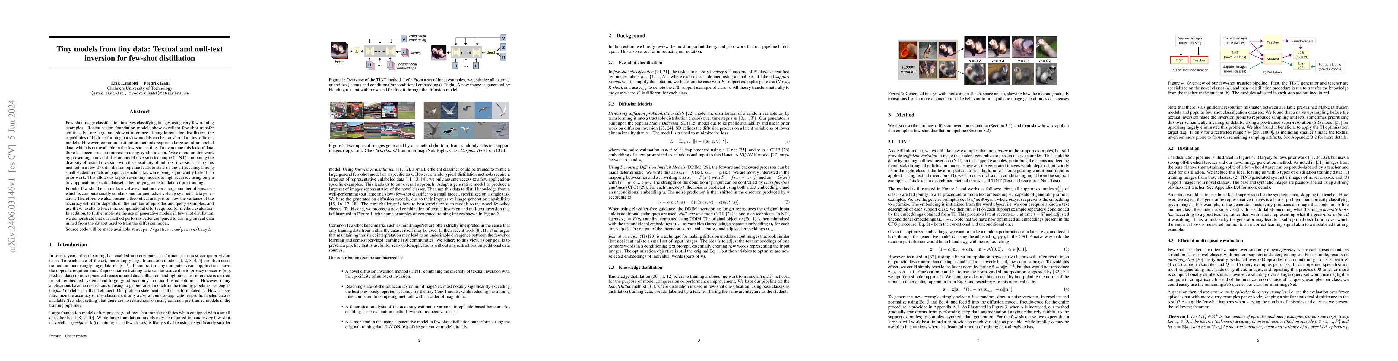 Thumbnail for Tiny models from tiny data: Textual and null-text inversion for few-shot
  distillation