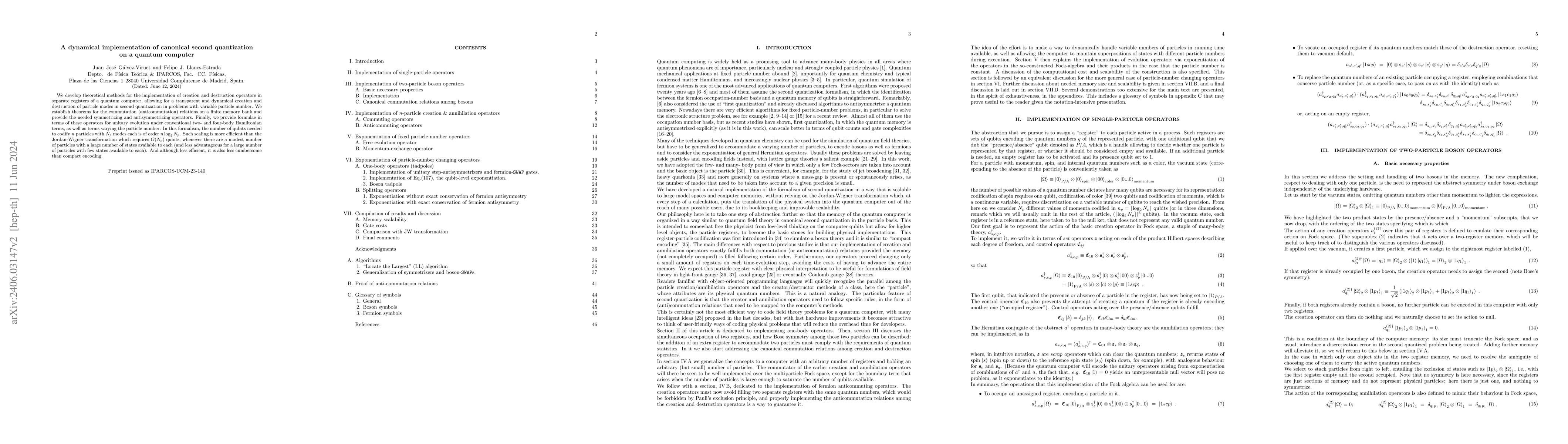Thumbnail for A dynamical implementation of canonical second quantization on a quantum
  computer