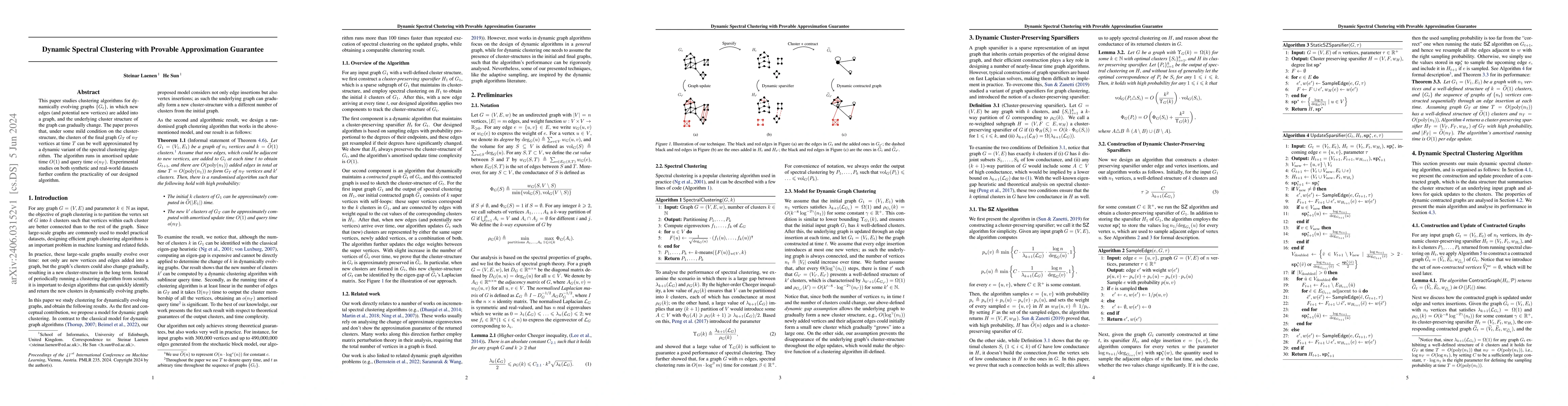 Thumbnail for Dynamic Spectral Clustering with Provable Approximation Guarantee
