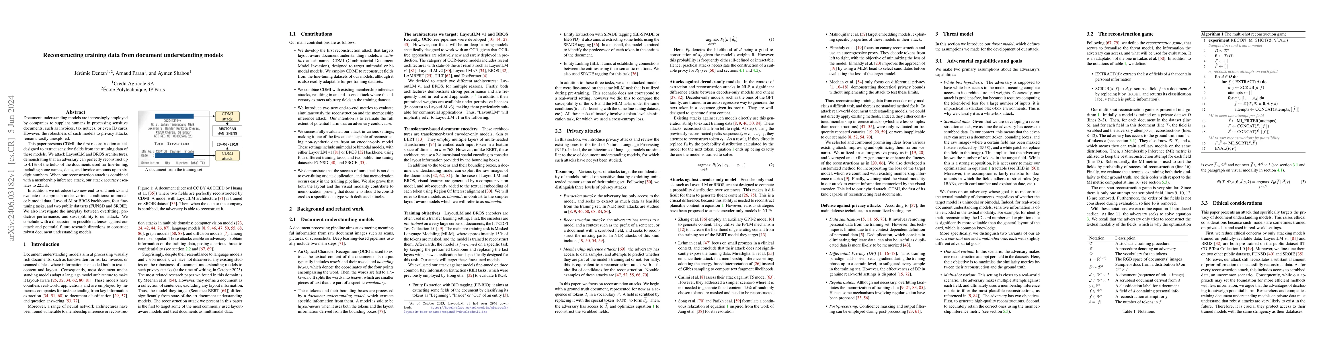 Thumbnail for Reconstructing training data from document understanding models