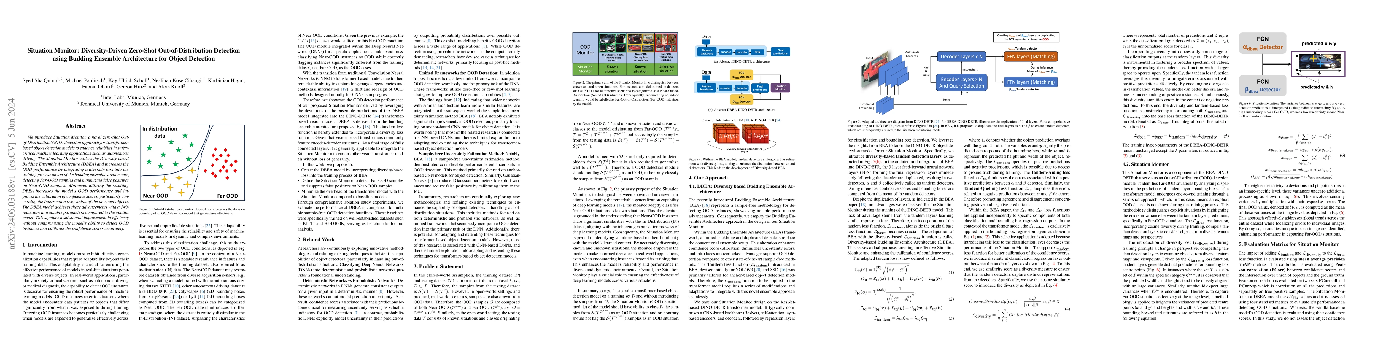 Thumbnail for Situation Monitor: Diversity-Driven Zero-Shot Out-of-Distribution
  Detection using Budding Ensemble Architecture for Object Detection