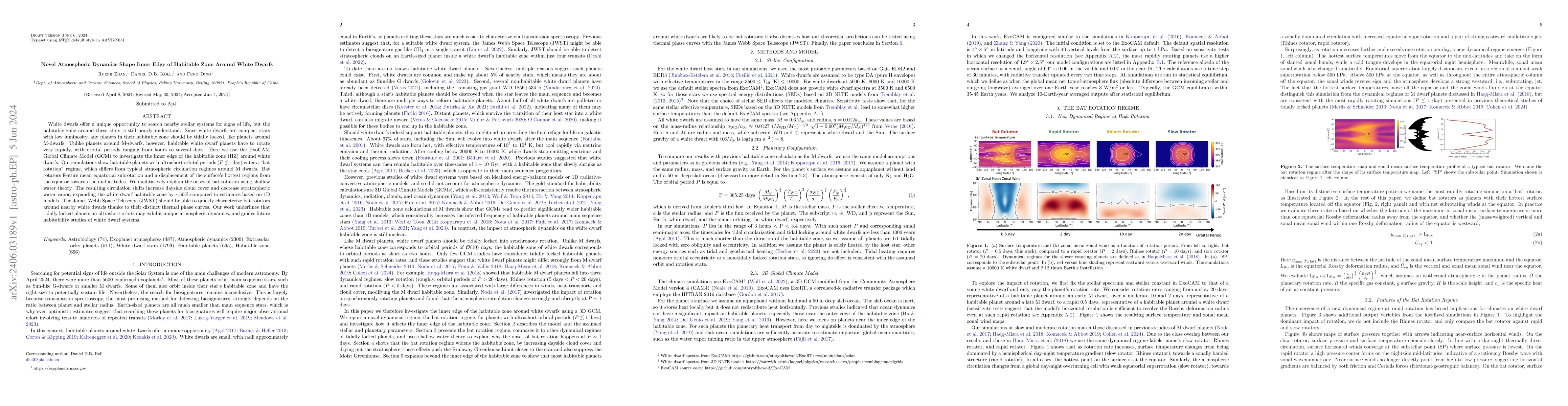 Thumbnail for Novel Atmospheric Dynamics Shape Inner Edge of Habitable Zone Around
  White Dwarfs