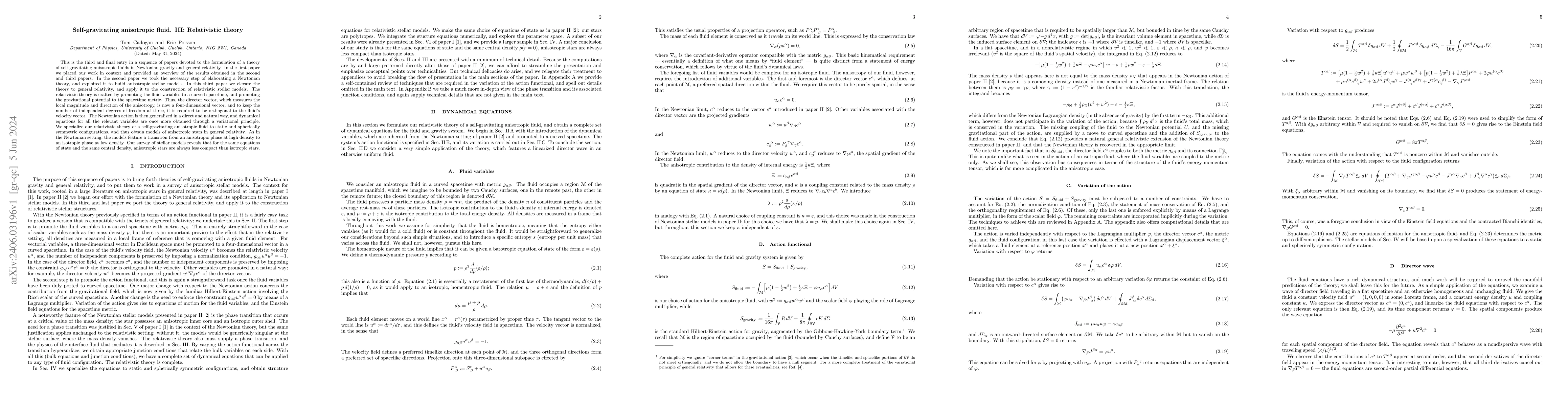 Thumbnail for Self-gravitating anisotropic fluid. III: Relativistic theory