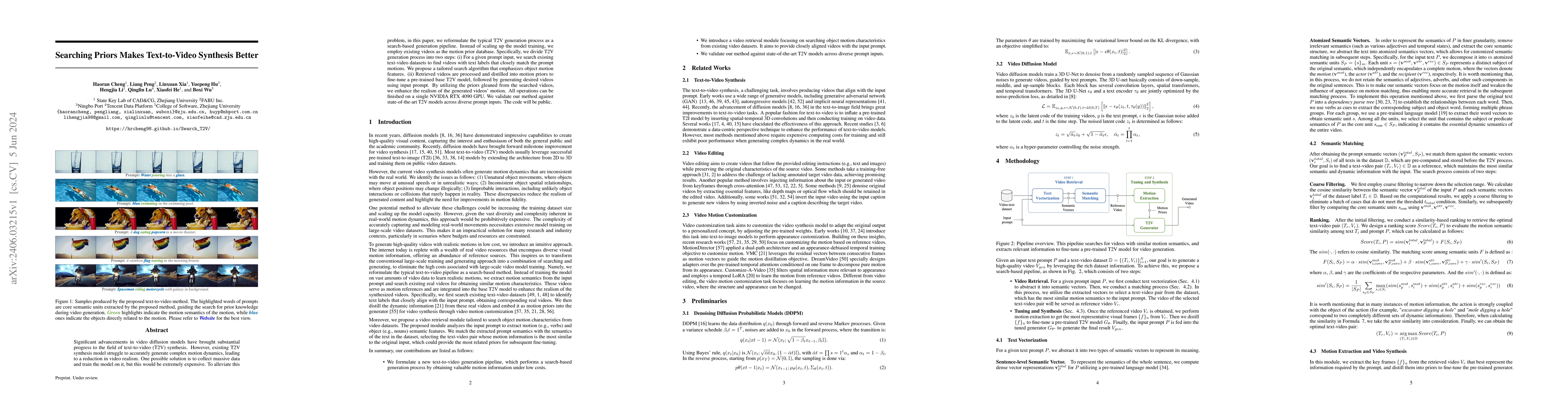 Thumbnail for Searching Priors Makes Text-to-Video Synthesis Better