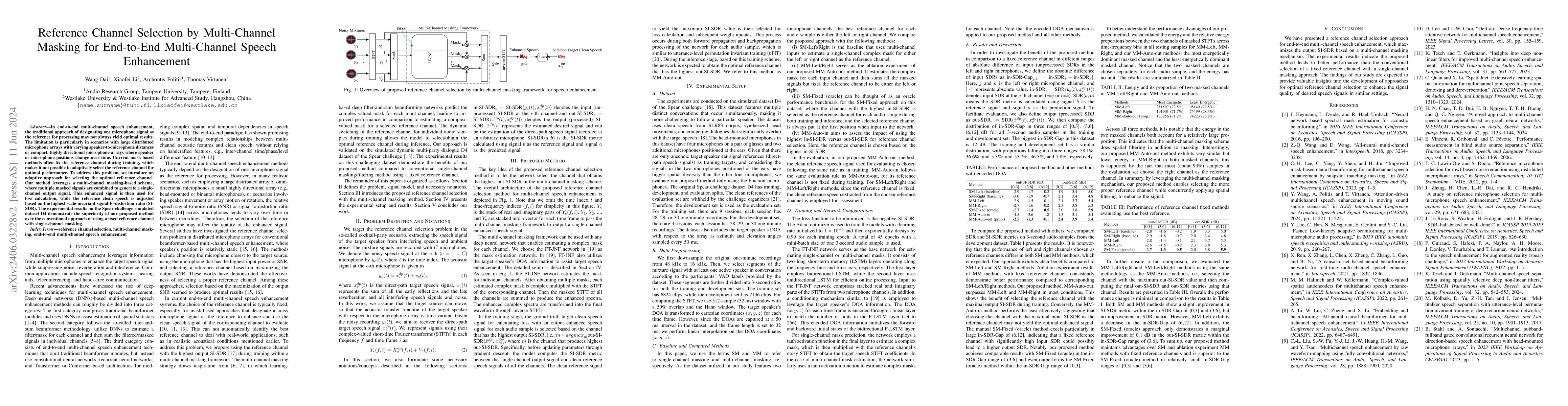 Thumbnail for Reference Channel Selection by Multi-Channel Masking for End-to-End
  Multi-Channel Speech Enhancement