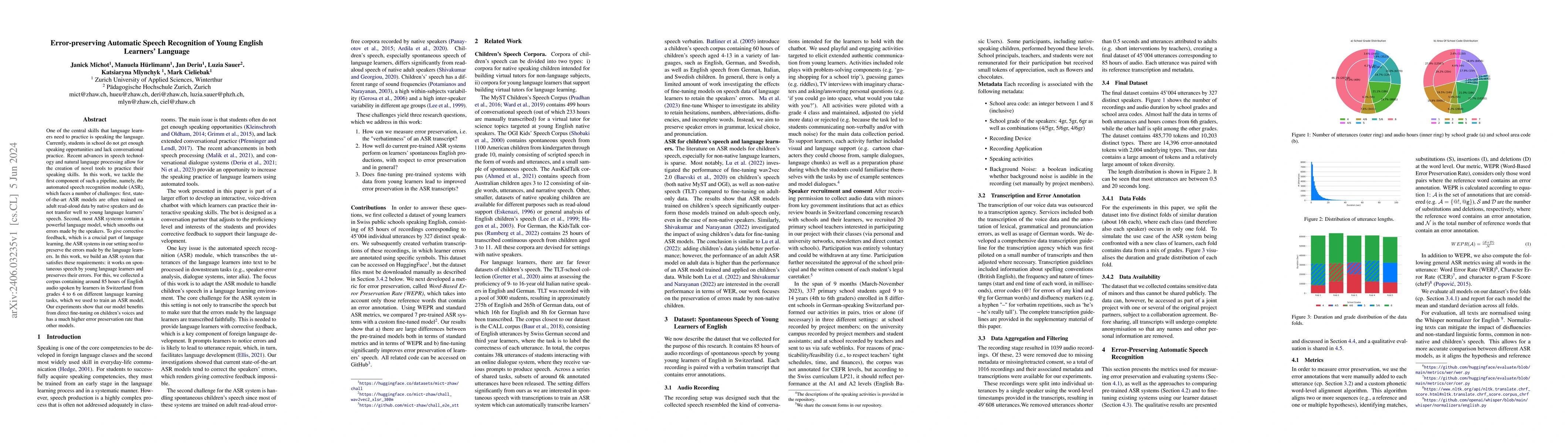 Thumbnail for Error-preserving Automatic Speech Recognition of Young English Learners'
  Language