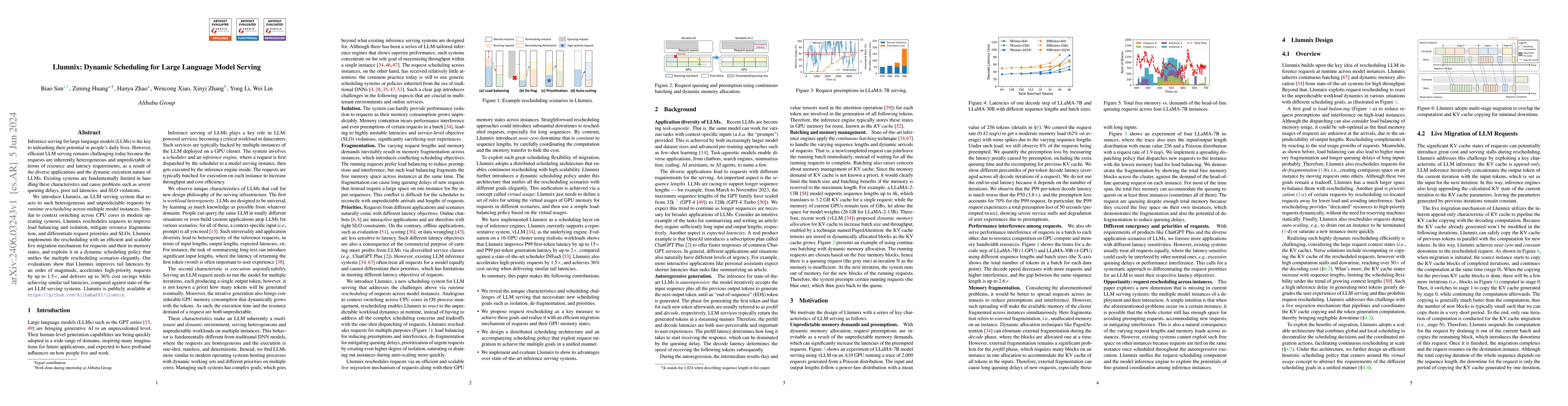 Thumbnail for Llumnix: Dynamic Scheduling for Large Language Model Serving