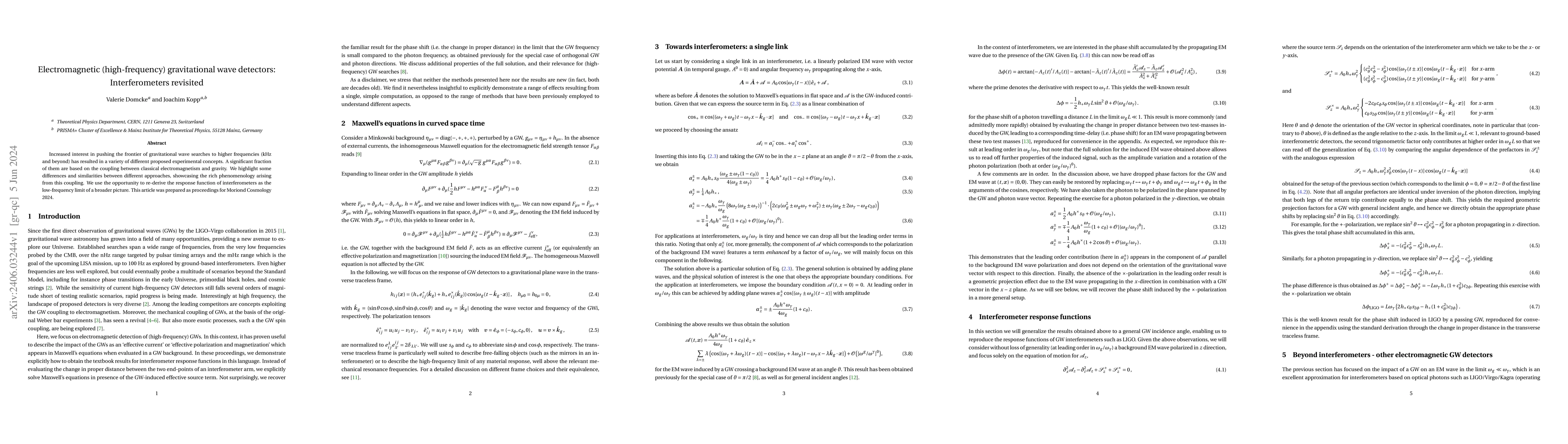 Thumbnail for Electromagnetic (high-frequency) gravitational wave detectors:
  Interferometers revisited