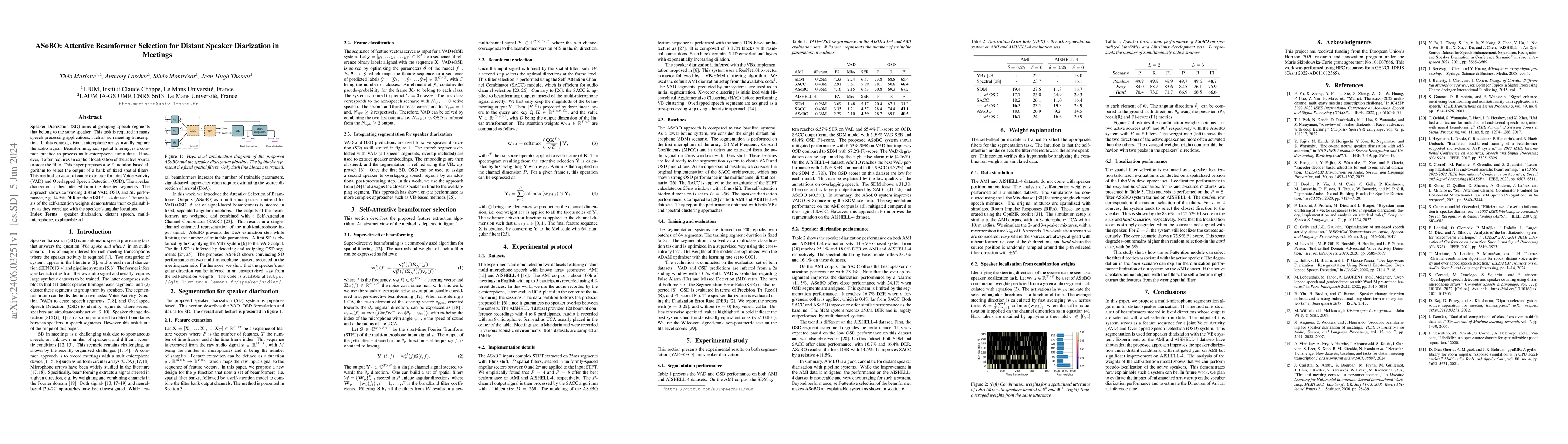 Thumbnail for ASoBO: Attentive Beamformer Selection for Distant Speaker Diarization in
  Meetings