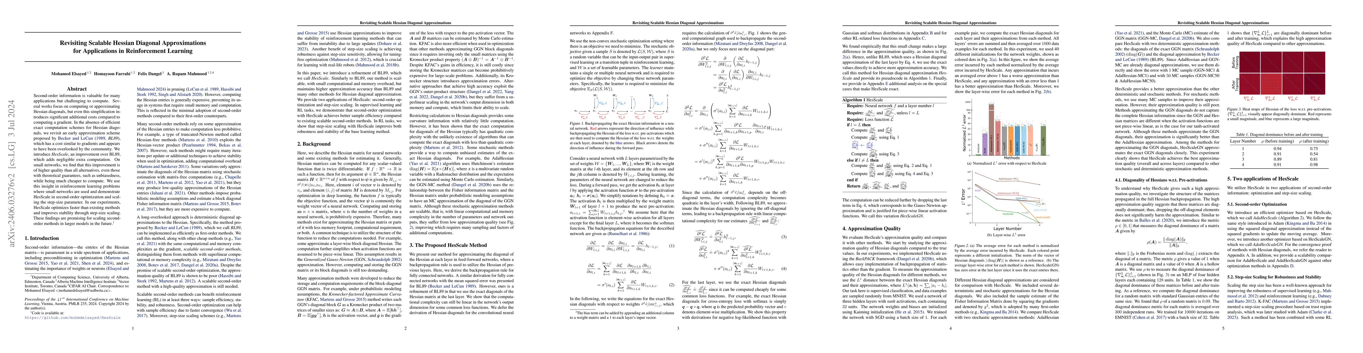 Thumbnail for Revisiting Scalable Hessian Diagonal Approximations for Applications in
  Reinforcement Learning