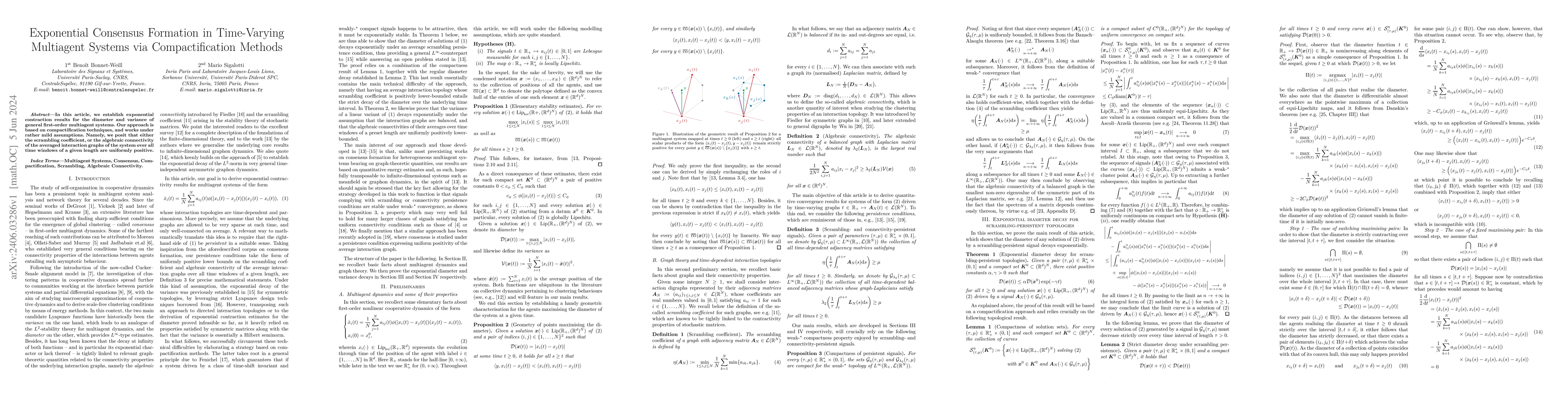 Thumbnail for Exponential Consensus Formation in Time-Varying Multiagent Systems via
  Compactification Methods