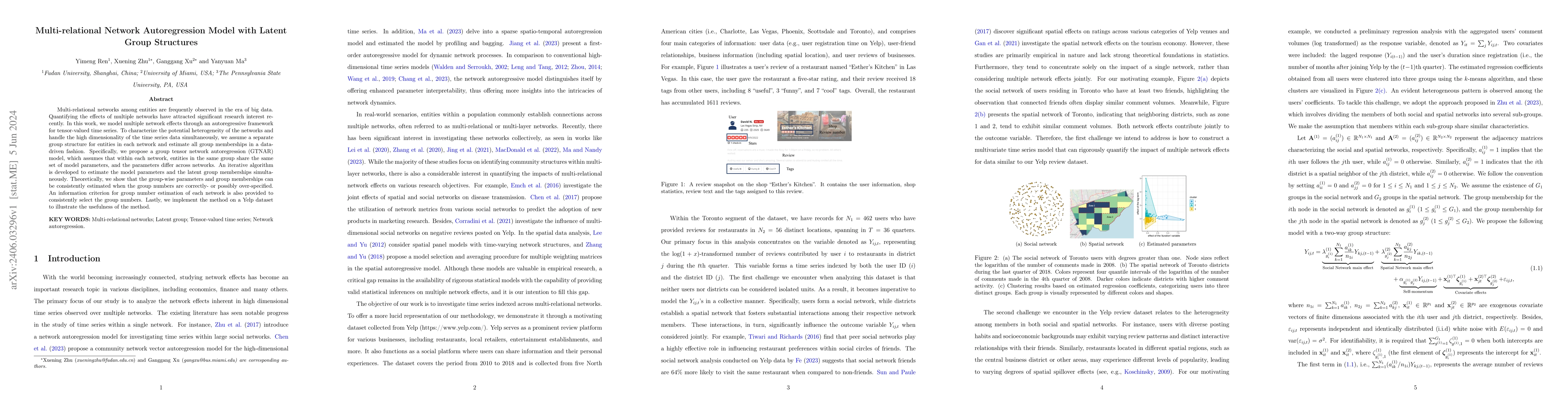 Thumbnail for Multi-relational Network Autoregression Model with Latent Group
  Structures